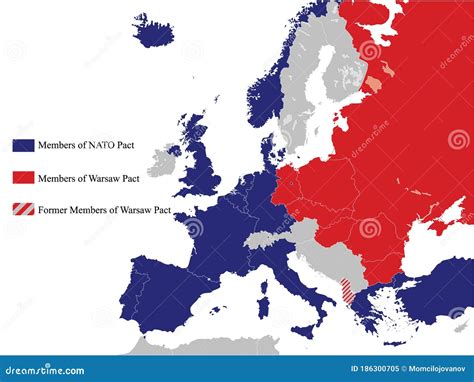 Map of NATO and the Warsaw Pact in Europe Year 1973 Stock Vector - Illustration of blue, inside ...
