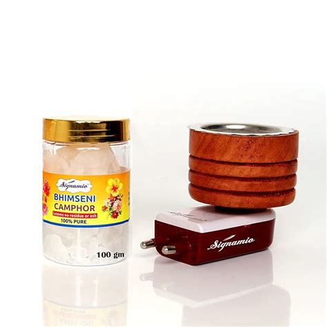 Buy SIGNAMIO® 100gm Bhimseni Camphor with Wooden Kapoor Kapur Dani ...