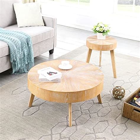 DS-HOMEPORT Wood Round Coffee Table for Living Room, India | Ubuy