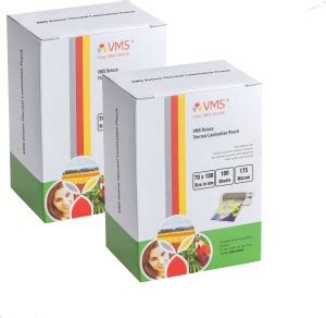VMS Deluxe 70mmx100mm 175 Micron Lamination Pouch - 2 x 100 Laminating ...