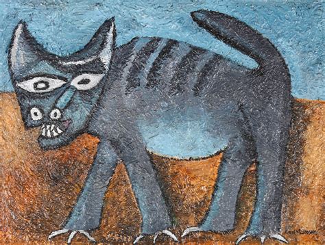 Carol Maddison - 20th Century Oil, Grinning Cat von Carol Maddison: Signed by Author(s) Kunst ...