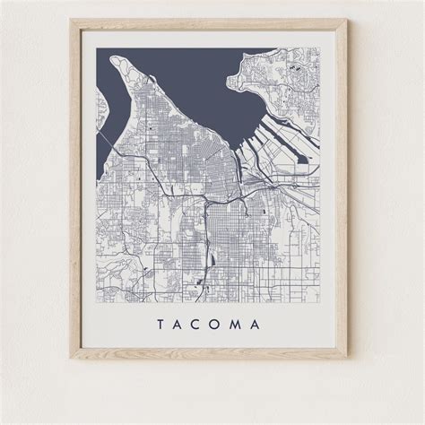 Greater TACOMA Map Street Map WASHINGTON City Map Drawing Blueprint ...