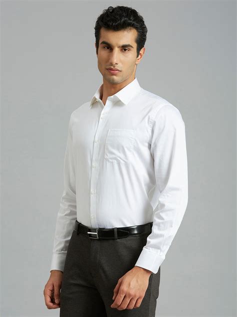 Men's Pure Cotton Plain Regular Fit Full Sleeve Formal Shirt - White