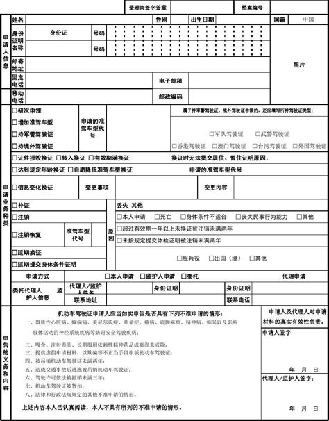 驾驶人员换证体检表和申请表.xls_文档猫