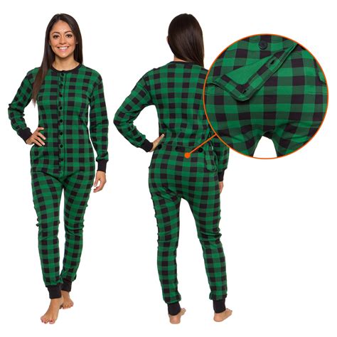 Silver Lilly Buffalo Plaid Women's One Piece Pajamas - Adult Unisex ...