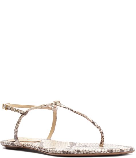 Schutz Elsha Snake Print Leather Flat Thong Sandals | Dillard's