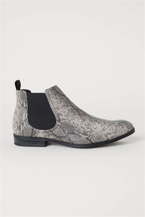 Chelsea boots - Low heel - Dark grey/Snakeskin-patterned - Men | H&M IN