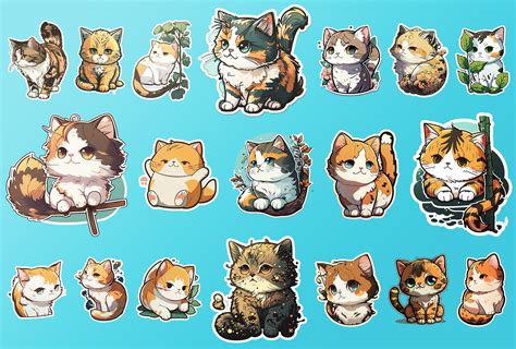 Kawaii Cat Stickers, Cute Cat Stickers Graphic by Tabdo · Creative Fabrica