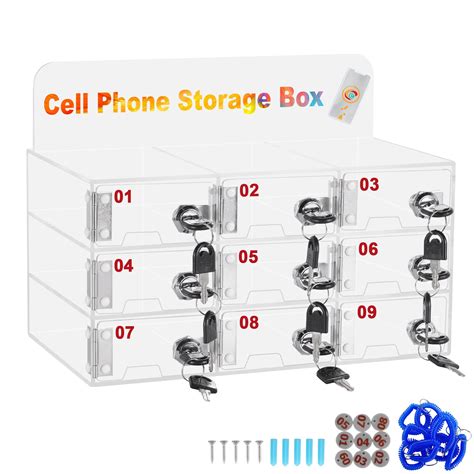 Cell Phone Locker Box Acrylic Cell Phone Storage Cabinet Wall-Mounted ...
