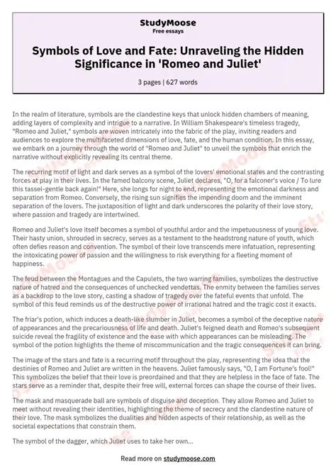 Symbols of Love and Fate: Unraveling the Hidden Significance in 'Romeo ...