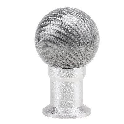 Universal Car Gear Shift Knob Shifter Black/Silver Carbon Fiber ...