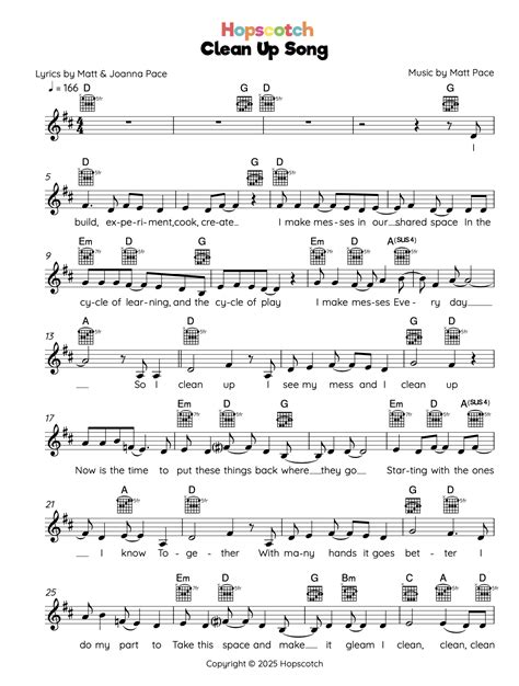 Clean Up Song Lead Sheet — Hopscotch