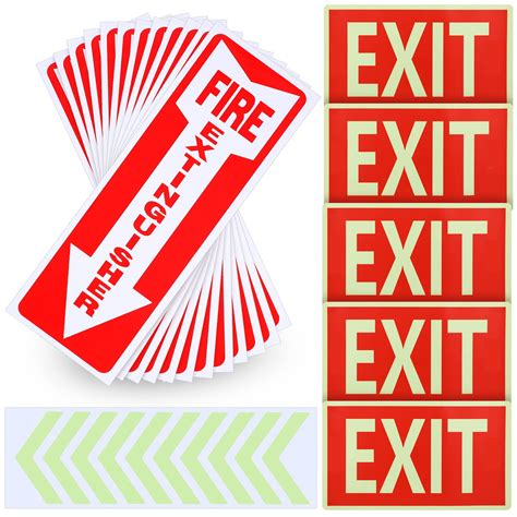 Buy 18 Pieces Exit Signs and Fire Extinguisher Sign Set, Include 5 Glow ...