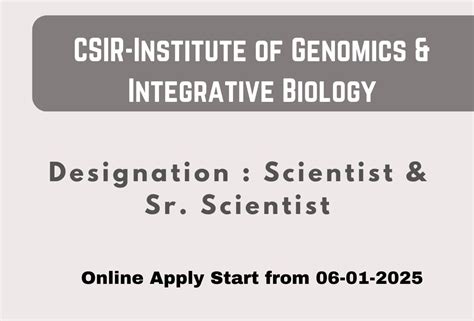 CSIR IGIB Recruitment 2025 Apply Online : Scientist