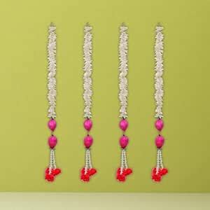 Buy eCraftIndia Pink Lotus with White Red Artificial Flowers Hanging ...