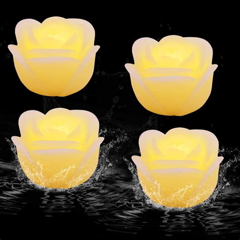 Amazon.com: Flameless LED Floating Candles - 2.5" Wax Rose with ...