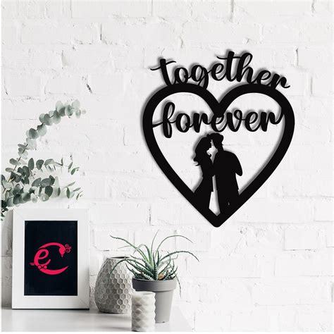 "Together Forever" Love Theme Black Engineered Wood Wall Art Cutout ...