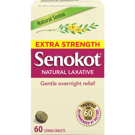 Senokot Extra Strength Natural Laxative 60 Tablets for Gentle Overnight ...