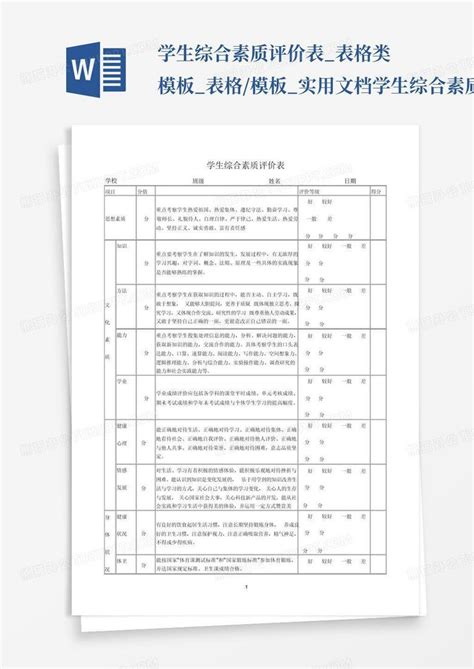 学校综合素质报告单Excel模板_千库网(excelID：139732)