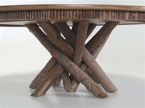 Round Rustic Oak Hand-Scraped Dining Table (8) Matching Chairs Made in ...