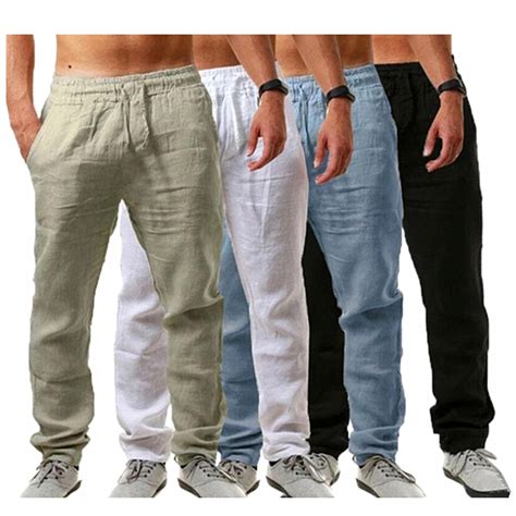 Cotton and Linen Mix Men's Summer Trousers
