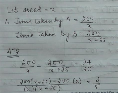 Consider two trains A and B A takes t hours to cover 200 km.Now B which ...