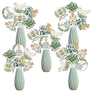 God bless Centerpieces Baptism Table Toppers Baby Shower Decorations ...