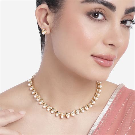 Buy Estele Gold Plated Ravishing Designer Necklace Set with Crystals ...