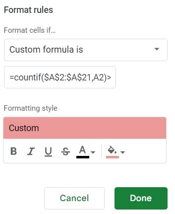 Image result for Sheets Duplicate Conditional Formatting