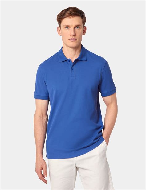 Men's Royal Blue Mercerised Cotton Polo Shirt - Short Sleeve | Hawes ...