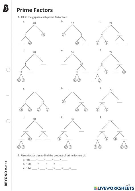 Image result for Math Factor Trees Worksheet