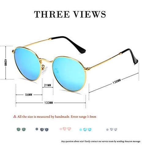Buy ARZONAI Round Metal Unisex Sunglasses Golden Frame, Blue Mirror ...
