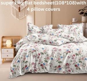 YUTERA 320 TC Cotton Super King Floral Flat Bedsheet - Buy YUTERA 320 ...