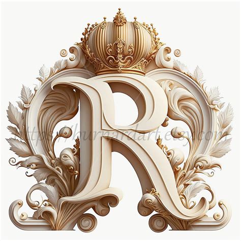 Buy Digital Download Letter R Crown on Whitish Background Online in ...