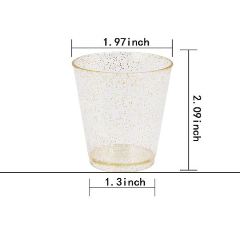 Snapklik.com : 200 PACK Plastic Gold Glitter Shot Cups, 2OZ Disposable ...