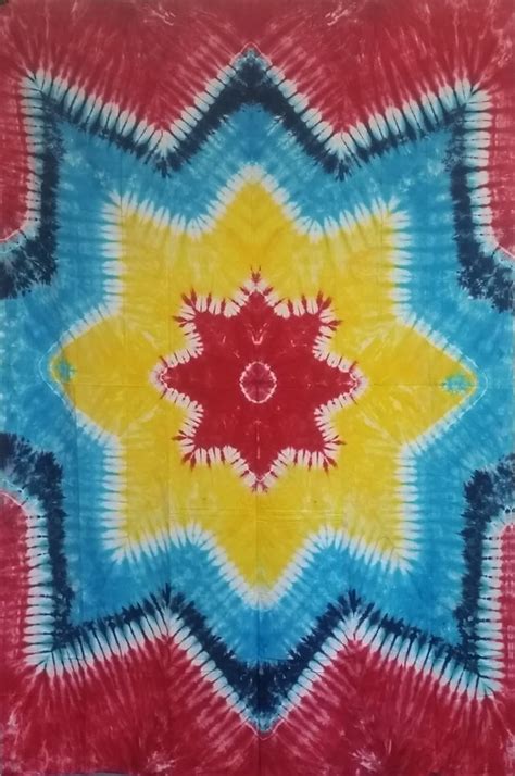 Surreal Entertainment Colorful Star Flower Tie-dye Tapestry, Twin ...