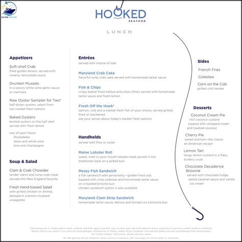 Royal Caribbean Hooked Seafood Menu 2025 with Prices & Info