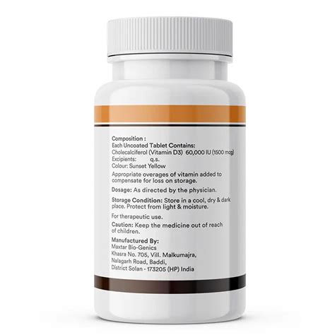 Inlife Vitamin D3 60000 IU Chewable Tablets | Cholecalciferol 40 Table ...