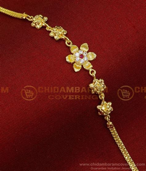 Buy Gold Plated Guaranteed Gold Design Flower Model Stone Bracelet for ...