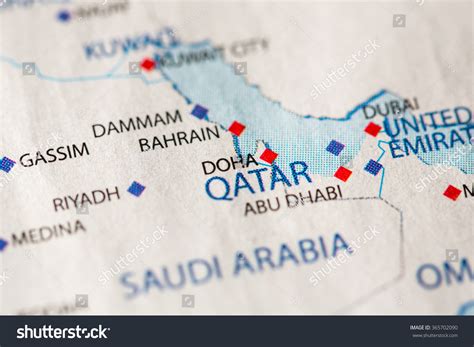 Closeup Doha Qatar On Political Map Stock Photo 365702090 | Shutterstock