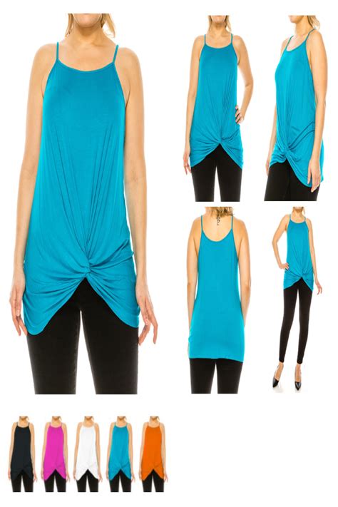 Buy Women's Plus Size Tank Top with a Twist Knot Front and Spaghetti ...