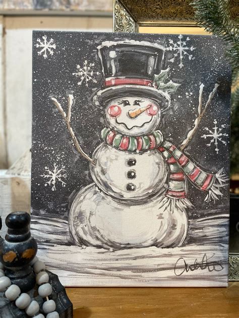 Traditional Snowman 16x20 – Southern Bales-Art by Allie's Studio