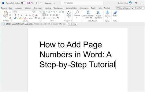 Word Online Page Numbers Tutorial 的图像结果