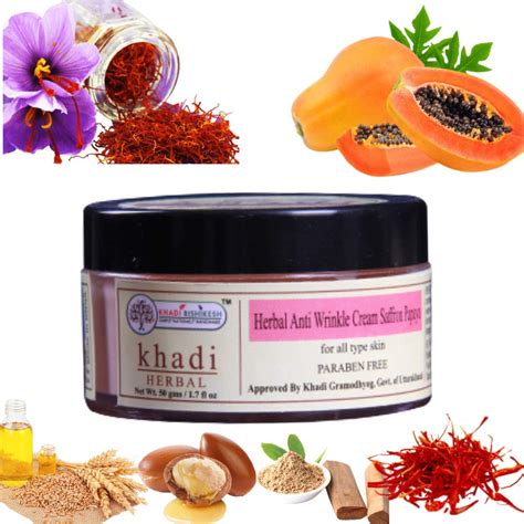 KHADI RISHIKESH Herbal Anti Wrinkle Cream Saffron & Papaya,Reduces ...