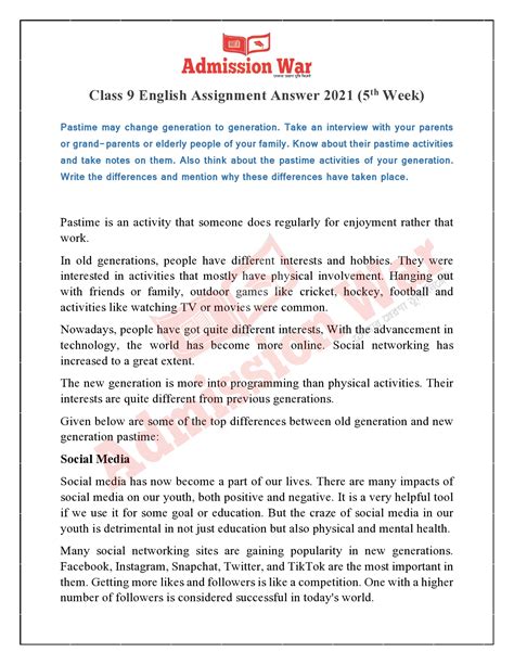 Image result for Class 9 Assignment 17th Week English