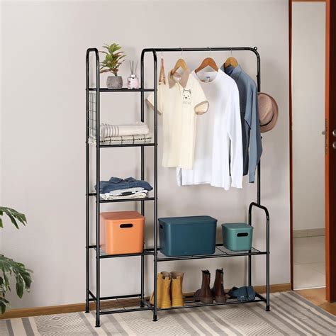 Coat Rack Freestanding Clothing Rack with Shelves Garment Racks for ...