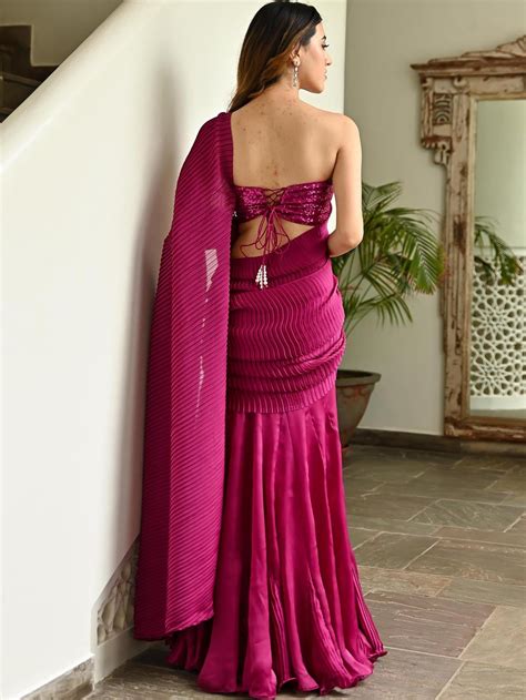 Buy Pink Pleated Saree for Women at Lavanya The Label