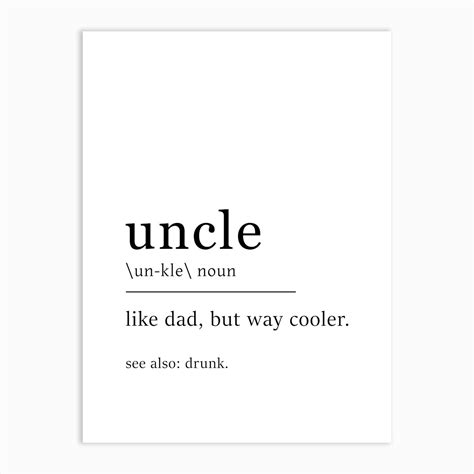 Uncle Definition Poster - Dictionary Art Print by Panda Zen Studios - Fy