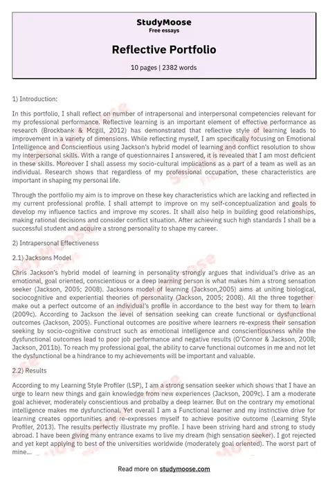 Image result for Reflective Portfolio Examples