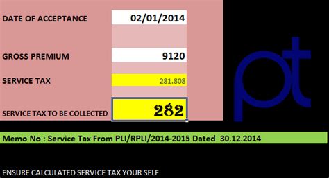 PLI RPLI Service Tax Calculator based on Acceptance Date